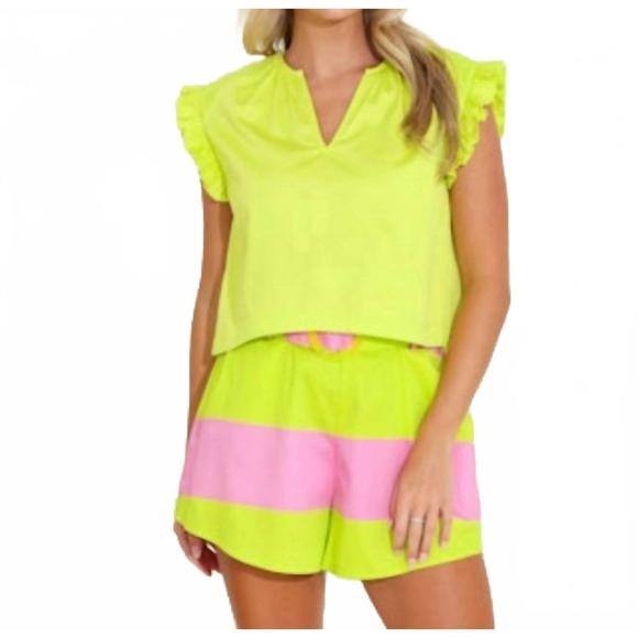 NEW ALDEN ADAIR gigi v neck top in citrus